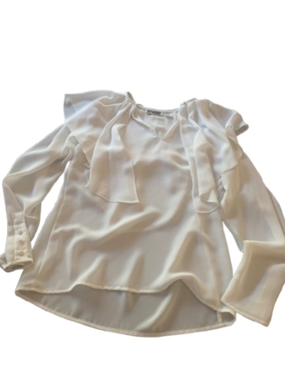 Vintage Regina Porter Ivory Ruffle Blouse Size 6 Romantic Career Core